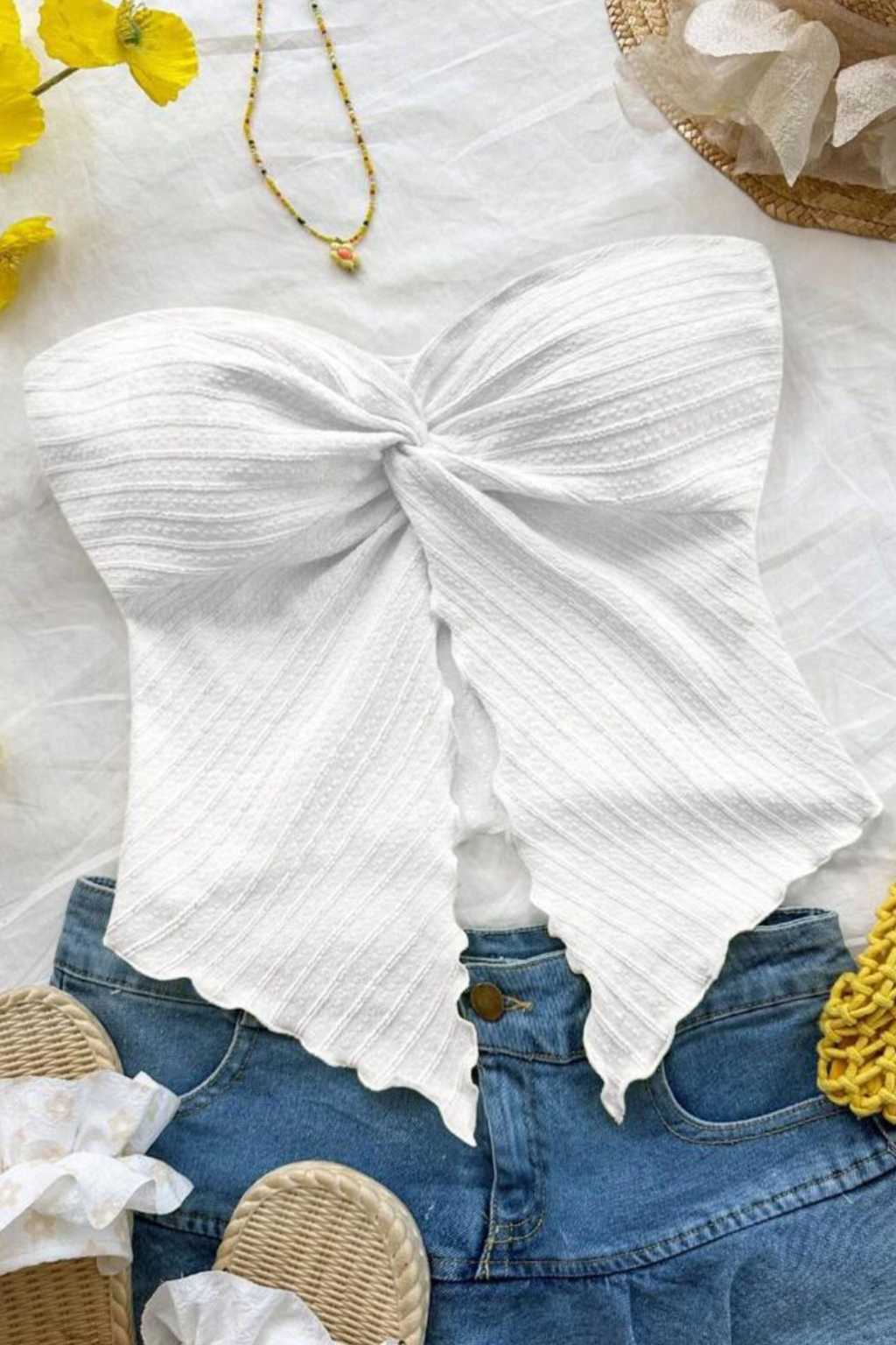 White Breeze Knot Top
