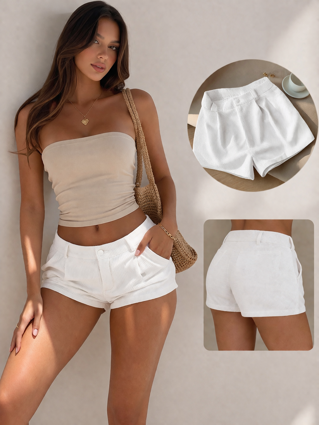 Short Blanco Texturizado Essential