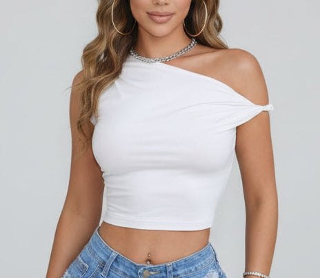 White Siren One-Shoulder Top